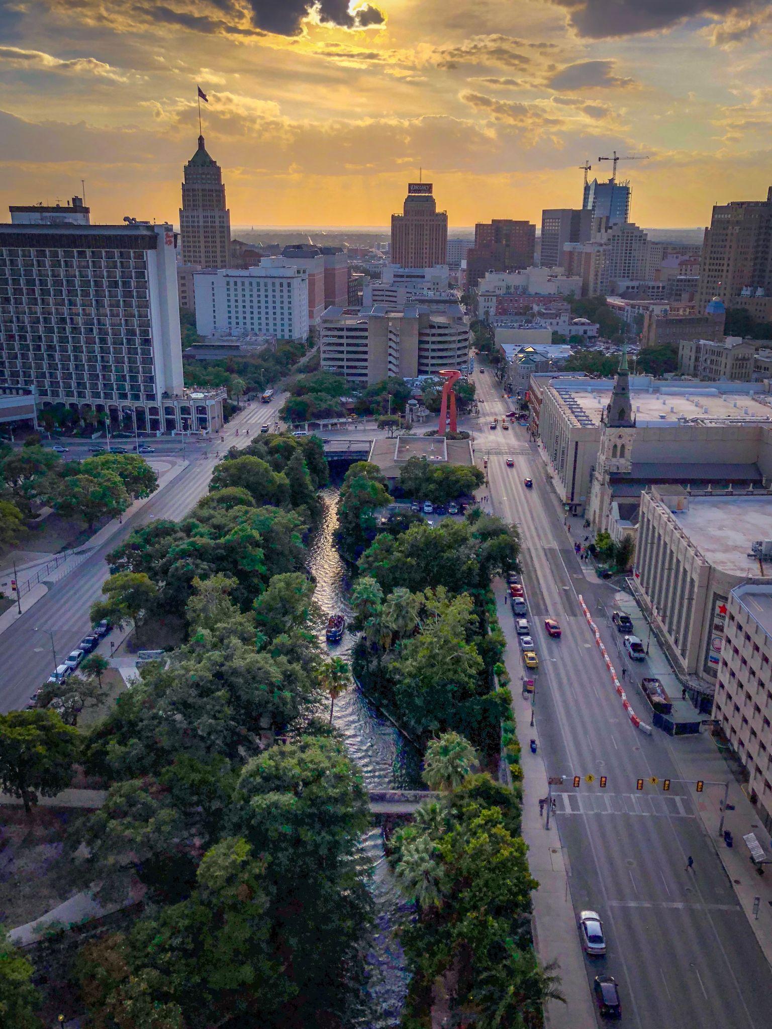 san antonio texas skyline downtown, northwest san antonio suburban neighborhood homes,la cantera san antonio shopping district, boerne texas hill country downtown